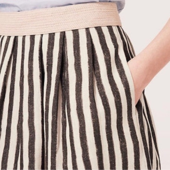 Loft Beige Black Striped Midi Skirt Linen Cotton Blend Scandi Minimalist Size 10 - Picture 2 of 9